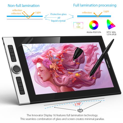 XPPEN  Innovator 16 Tablette Graphique avec Ecran FHD 15.6 Pouces Stylet Passif 8192 Niveaux - Tablette &agrave; Dessin 