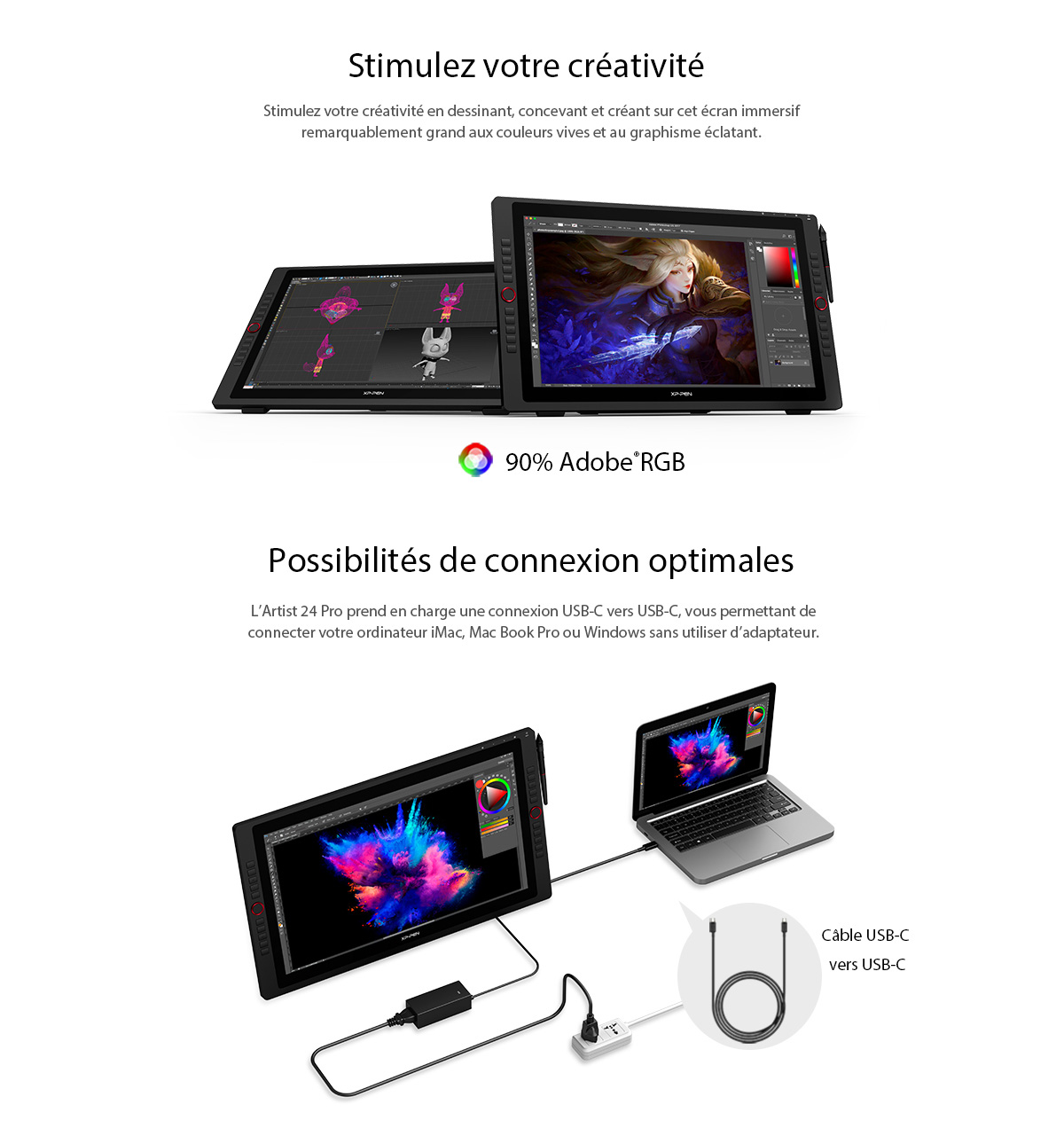 atFoliX Lot de 2 films de protection d'écran compatibles avec XP-PEN Artist 24 Pro, film de protection FX ultra transparent