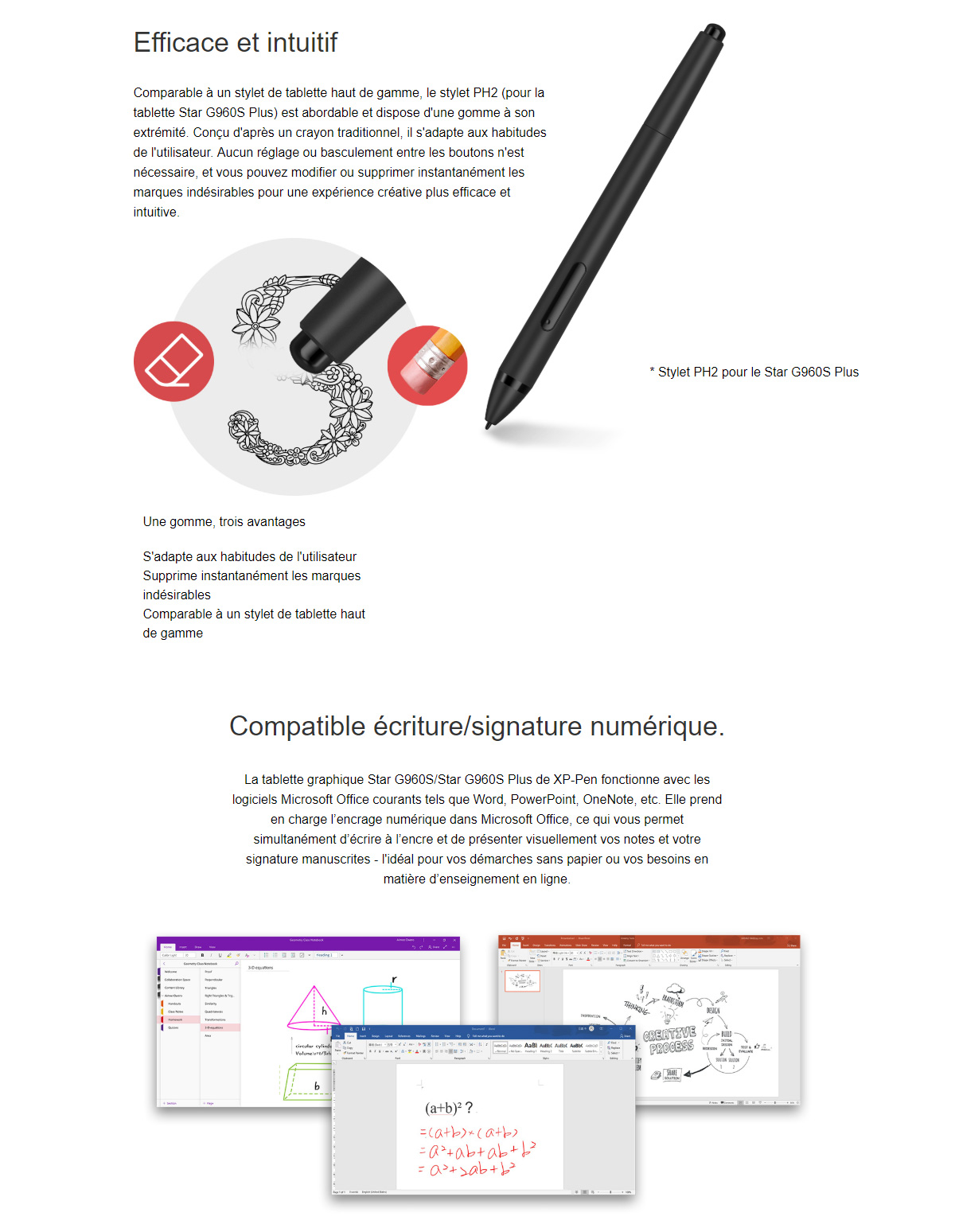 Tablette Graphique XP-PEN G960S Plus - 9x6 Pouces - Stylet 8192 Niveaux - Compatible Android