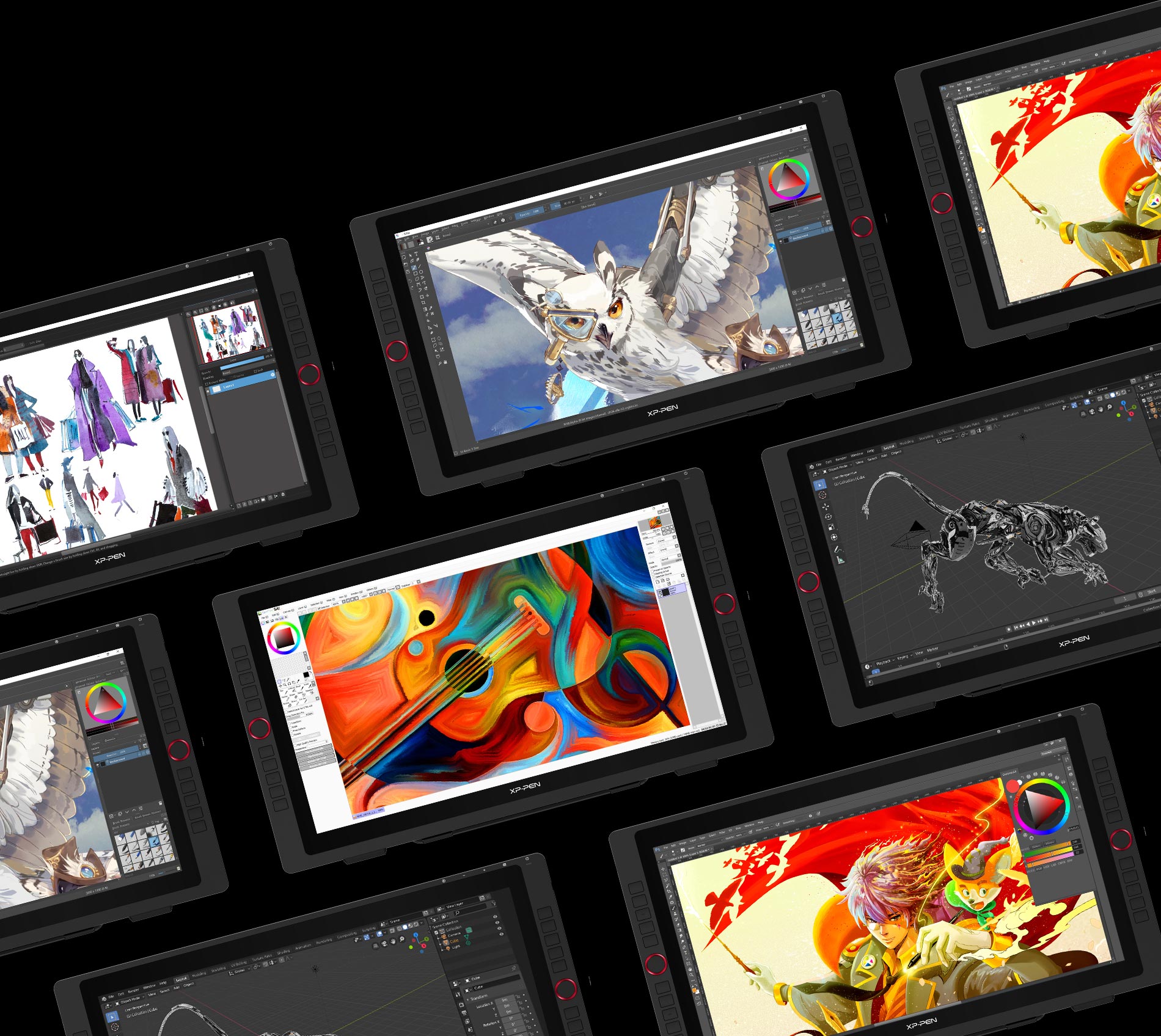  tablette écran graphique XP-Pen Artist 22R Pro compatible avec Windows 7/8/10, Mac  OS et fonctionne avec la plupart des principaux logiciels de dessin