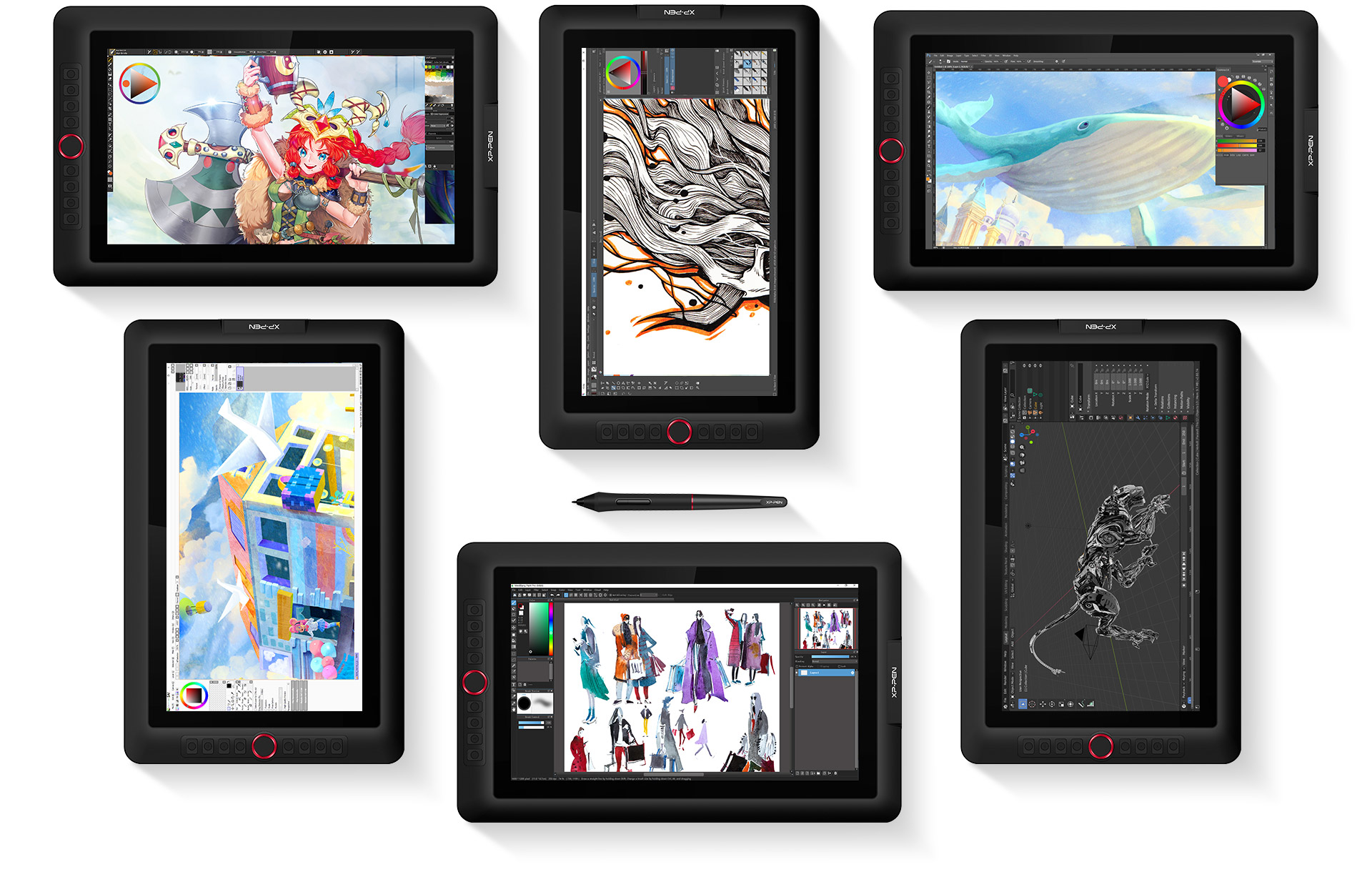  tablette écran XP-Pen Artist 15.6 Pro compatible avec Windows 7/8/10, Mac  OS et fonctionne avec la plupart des principaux logiciels de dessin 