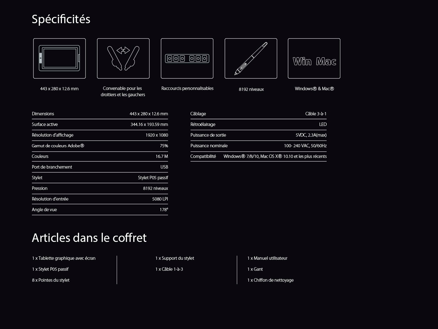 Spécification et Articles du tablette graphique avec écran XP-Pen Artist 15.6