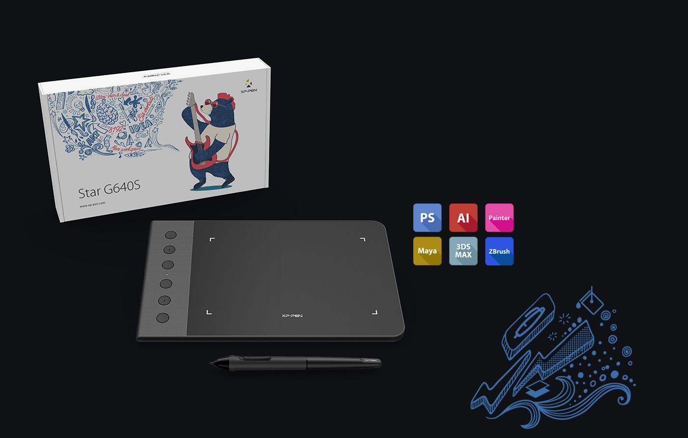 XP-Pen Star G640S tablette Android Compatible avec Windows Mac OS et logiciels de dessin