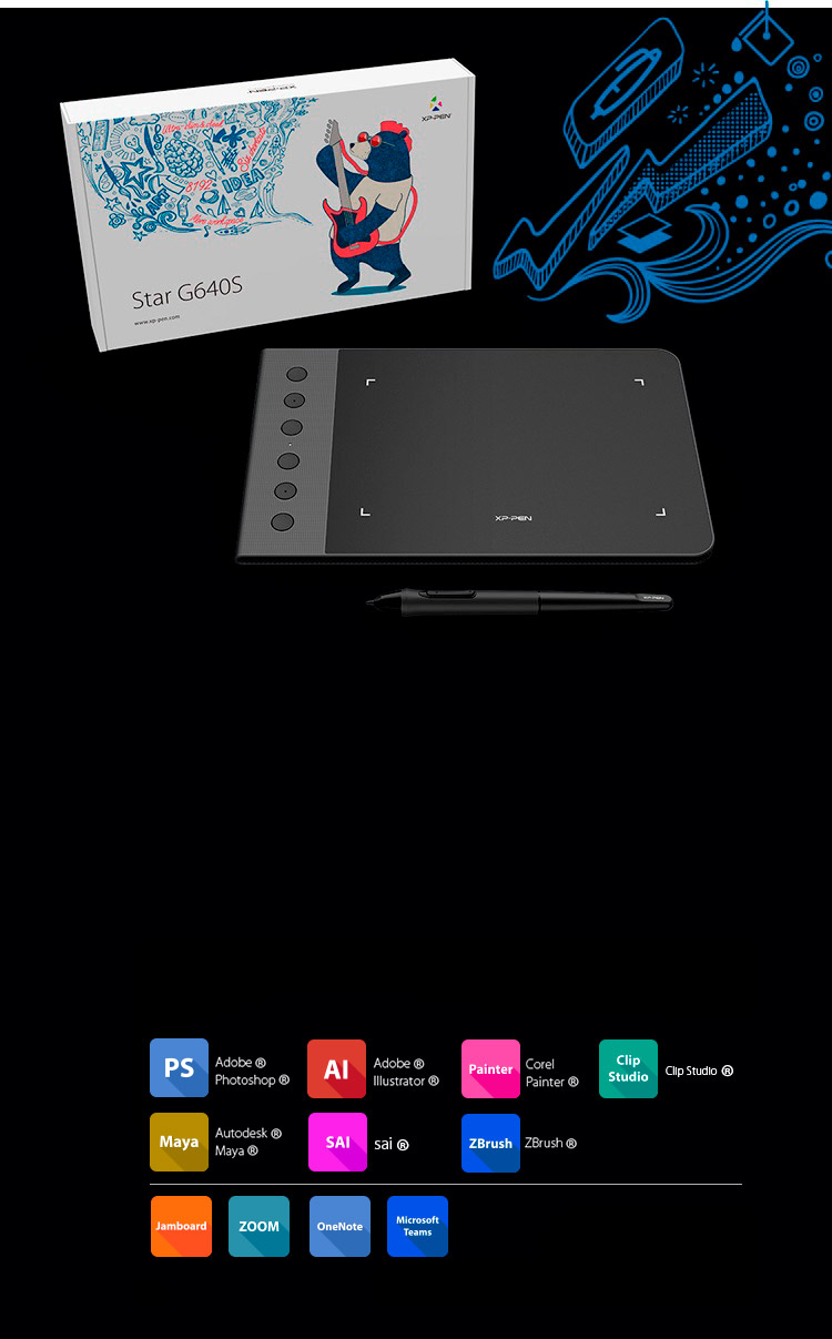 XP-Pen Star G640S tablette Android Compatible avec Windows Mac OS et logiciels de dessin